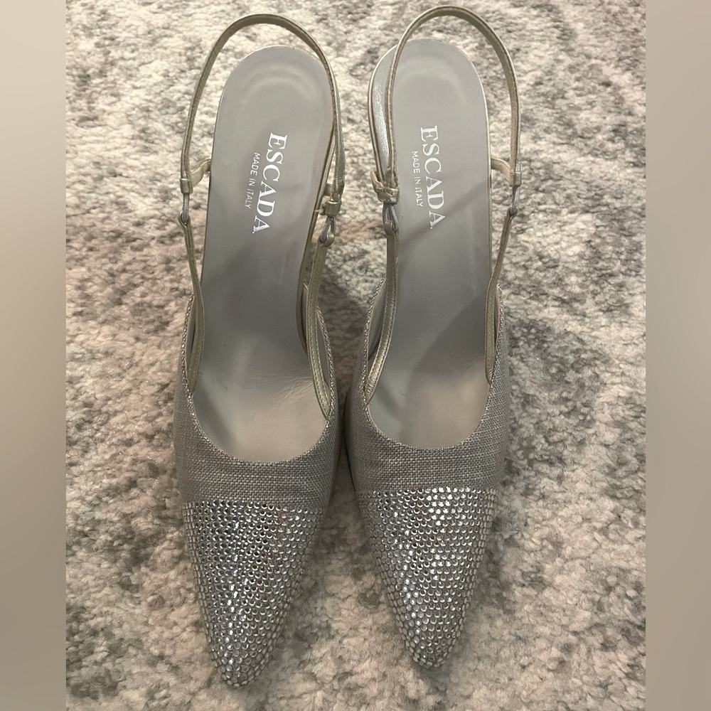 Escada slingback with jewel detail, size 9